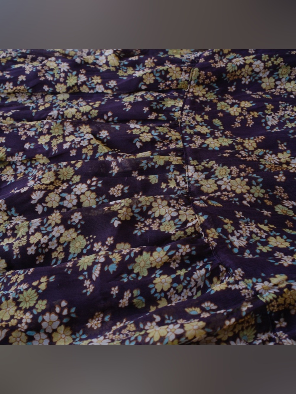 Fire Los Angeles Floral Babydoll Dress Flutter Sleeve Boho Purple Size L - Picture 6 of 10
